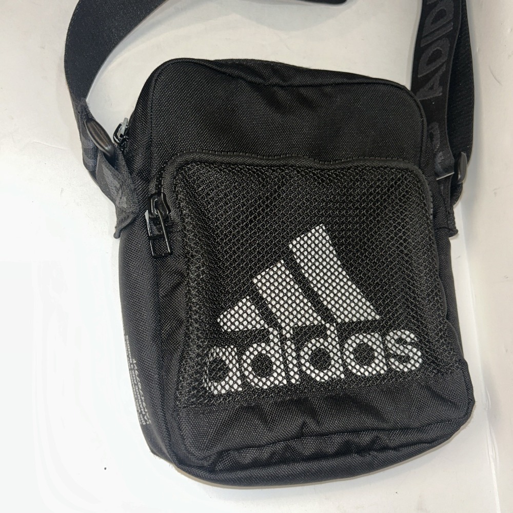 Adidas AMLIFIER FESTIVAL BAG CROSSBODY BLACK UNISEX Zippered Pouch Mesh Adjusts - Picture 2 of 7